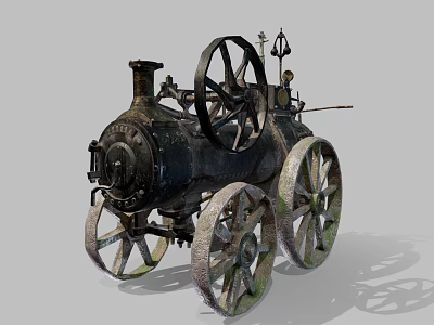 Vintage Old Fashioned Steam Engine With Large Wheels And Intricate Mechanical Parts 3d model