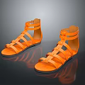 Stylish Orange Open Toe Sandals With Strappy Ankle Strap For Summer Wear