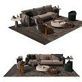 Modern Sofa Coffee Table Set With Accent Chair Throw Pillows And Area Rug 3d model
