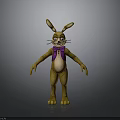 3D Rabbit Character With Yellow Body Purple Bow Tie And Standing Pose
