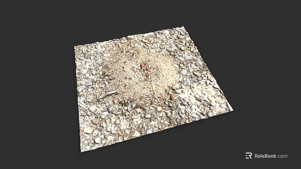 Natural Outdoor Square Surface With Gravel Sand And Small Stones Texture 3d model 