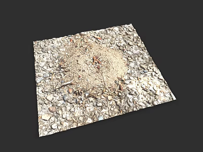 Natural Outdoor Square Surface With Gravel Sand And Small Stones Texture 3d model