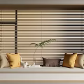Log wind bay window cushion venetian blinds 3d model