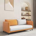 Modern Living Room Orange White Sofa Set With Marble Top Coffee Table