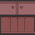 White Cabinet With Golden Base And Drawers Featuring Round Golden Handles