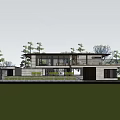 Modern Forest Guesthouse Building With Large Glass Windows And Natural Tree Surroundings 3d model