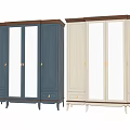 Modern Blue Storage Cabinet With Glass Doors Golden Handles And Wooden Base
