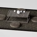 Minimalist Tea Table Set With Round Cushions And White Teapot On Woven Mat
