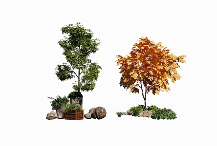 Modern Tree Plant Fruit Tree Landscape Tree Stone Landscape Stone 3d model