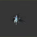 Elegant Fantasy Woman With Flowing Blue Wings White Blue Outfit Holding Small Item