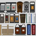 Public Facilities Different Types Of Waste Bins For Recycling And Trash