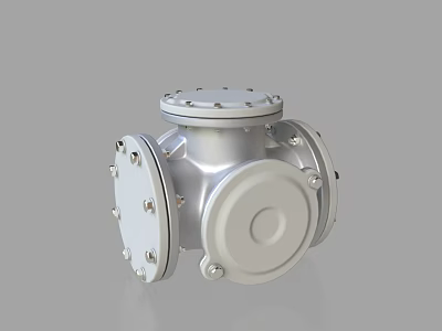 Silver Metal Industrial Mechanical Part With Cylindrical Flange And Bolt Fixings 3d model