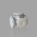 Silver Metal Industrial Mechanical Part With Cylindrical Flange And Bolt Fixings