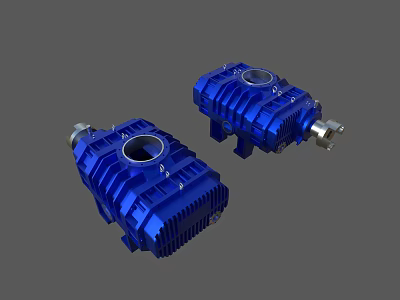 Blue Industrial Equipment Mechanical Components With Metal Casing And Circular Openings 3d model