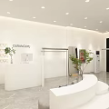 Modern Clothing Store Exterior With Arched Glass Door And Display Windows