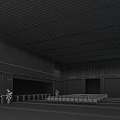 Modern Train Station Hall With Blue Windows XP Banner And White Chairs
