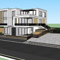 Modern Two Story Detached Villa With Large Glass Windows Balcony And Greenery Surroundings