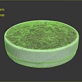 White Circular Decorative Planter Filled With Soil And Small Green Moss 3d model