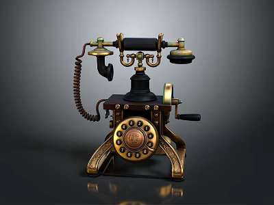 Vintage Rotary Dial Telephone With Retro Metal Design Classic Handset And Communication Features 3d model