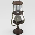 Classic Decorative Ornament Set With Wooden Base Metal Frame And Glass Hourglass
