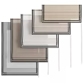 Stylish Neutral Tone Window Blinds With Black Trim And Pull Cords