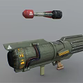 Green Tactical Missile Launcher And Red Black Rocket Weapon With Mechanical Parts