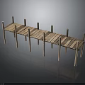 Wooden Pier Structure With Support Posts And Wooden Planks Design 3d model