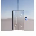 Modern Elevator With Sleek Metal Door And Accessibility Sign Design