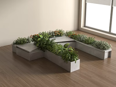 Flower bed and flower pond 3d model
