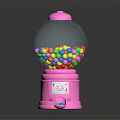 Pink Commercial Candy Machine With Transparent Globe Colorful Gumballs And Dispenser Knob