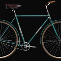 Vintage Green Bicycle With Brown Leather Seat And Classic Spoked Wheels