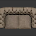 Brown Tufted Two Seater Sofa With Rolled Arms And Brass Legs