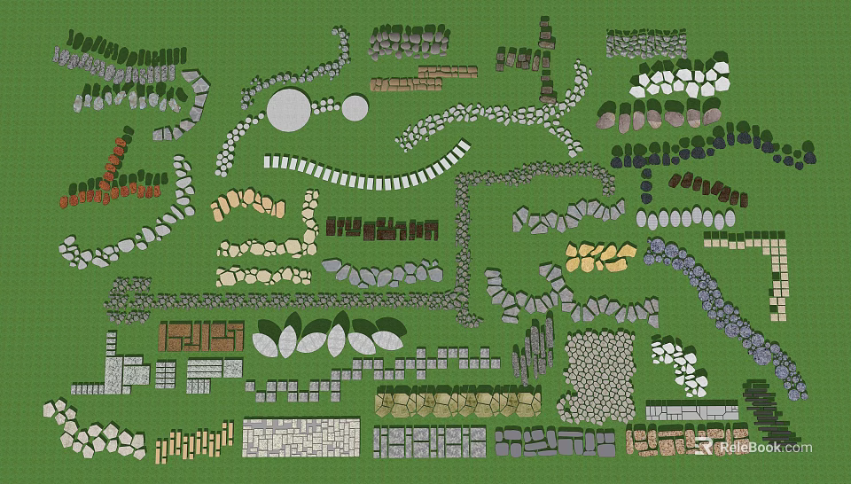 Garden Path Paving Various Materials Patterns And Landscaping Design Ideas 3d model