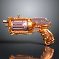 Golden Mechanical Pistol With Intricate Mechanical Details And Shiny Reflective Surface