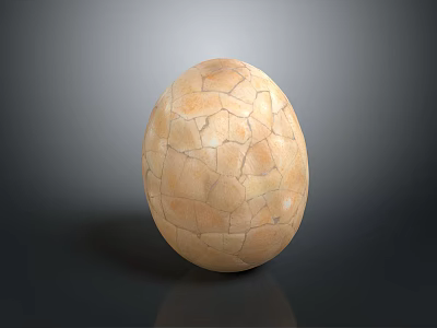 Brown Cracked Egg With Textured Shell On Dark Smooth Background 3d model