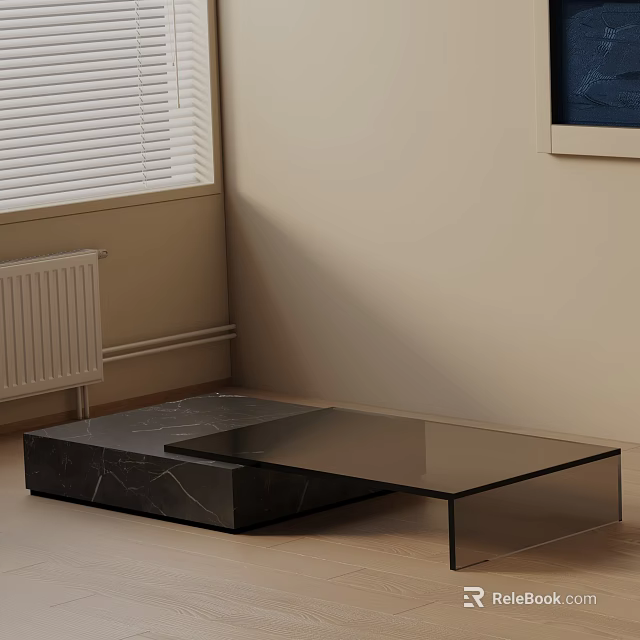 Modern Living Room Sofa And Coffee Table Set With Black Marble And Glass Top 3d model 