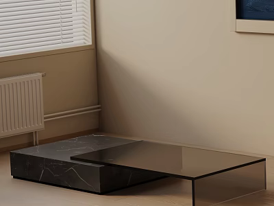 Modern Living Room Sofa And Coffee Table Set With Black Marble And Glass Top 3d model