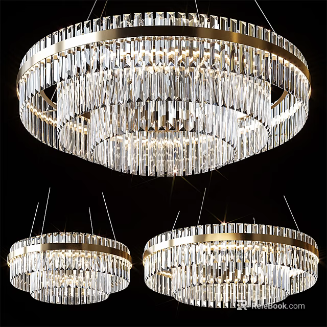 Modern Luxury Crystal Chandelier With Round Design And Sparkling Hanging Crystal Pendants 3d model 
