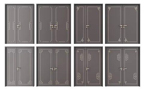 New Chinese Style Combination of Double Door 3d model