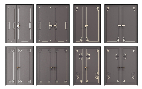 New Chinese Style Combination of Double Door 3d model