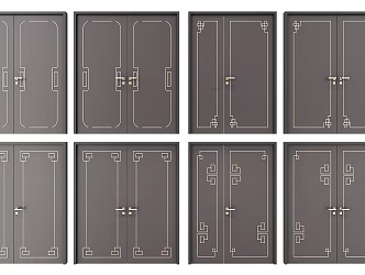 New Chinese Style Combination of Double Door 3d model