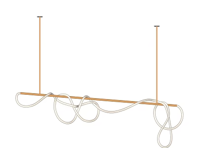 Modern Curved Chandelier With Twisted White Cables And Metal Frame Design 3d model