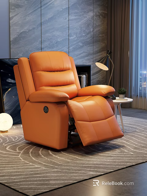 Orange Leather Massage Chair In Modern Living Room 3d model 