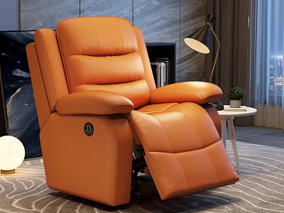 Orange Leather Massage Chair In Modern Living Room 3d model