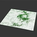 Square White Surface Terrain Model With Central Mountainous Features And Flat Regions 3d model