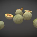 Fresh Ripe Cantaloupe Melons Whole And Sliced With Orange Flesh
