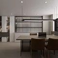 Modern Home Store Showcasing Open Space Dining Table Cabinetry Pendant Light And Wooden Flooring