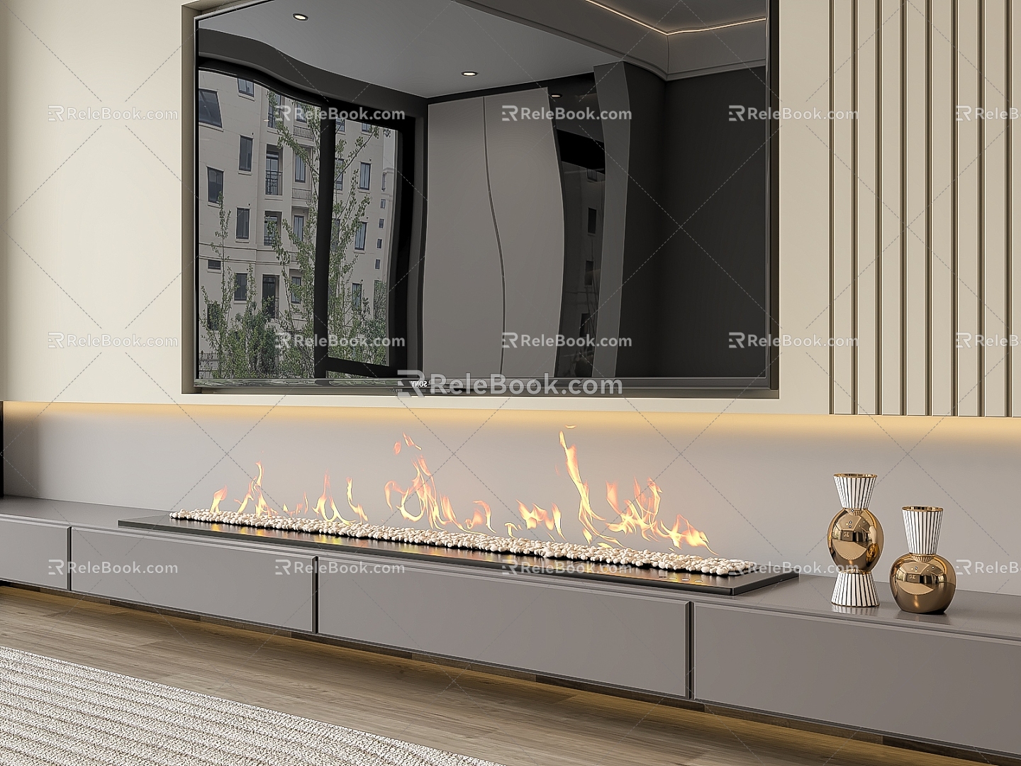 Modern Fireplace Fireplace Electronic Fireplace Stove 3d model