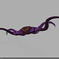 Fantasy Purple Mythical Creature With Multiple Tentacles And Central Red Mouth