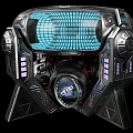 Futuristic Mechanical Device Featuring Circular Metallic Structure And Detailed Grid Pattern Control Panels